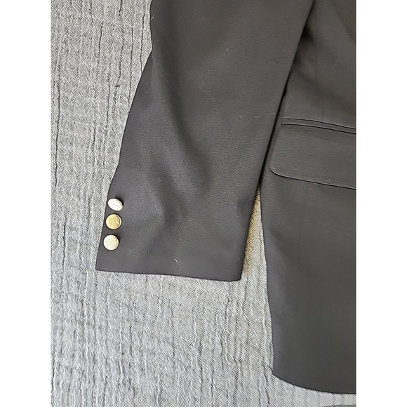 Burberrys Blazer Suit Mens 46 Black Super 100s Wool Gold Buttons Union Made USA - Picture 3 of 9